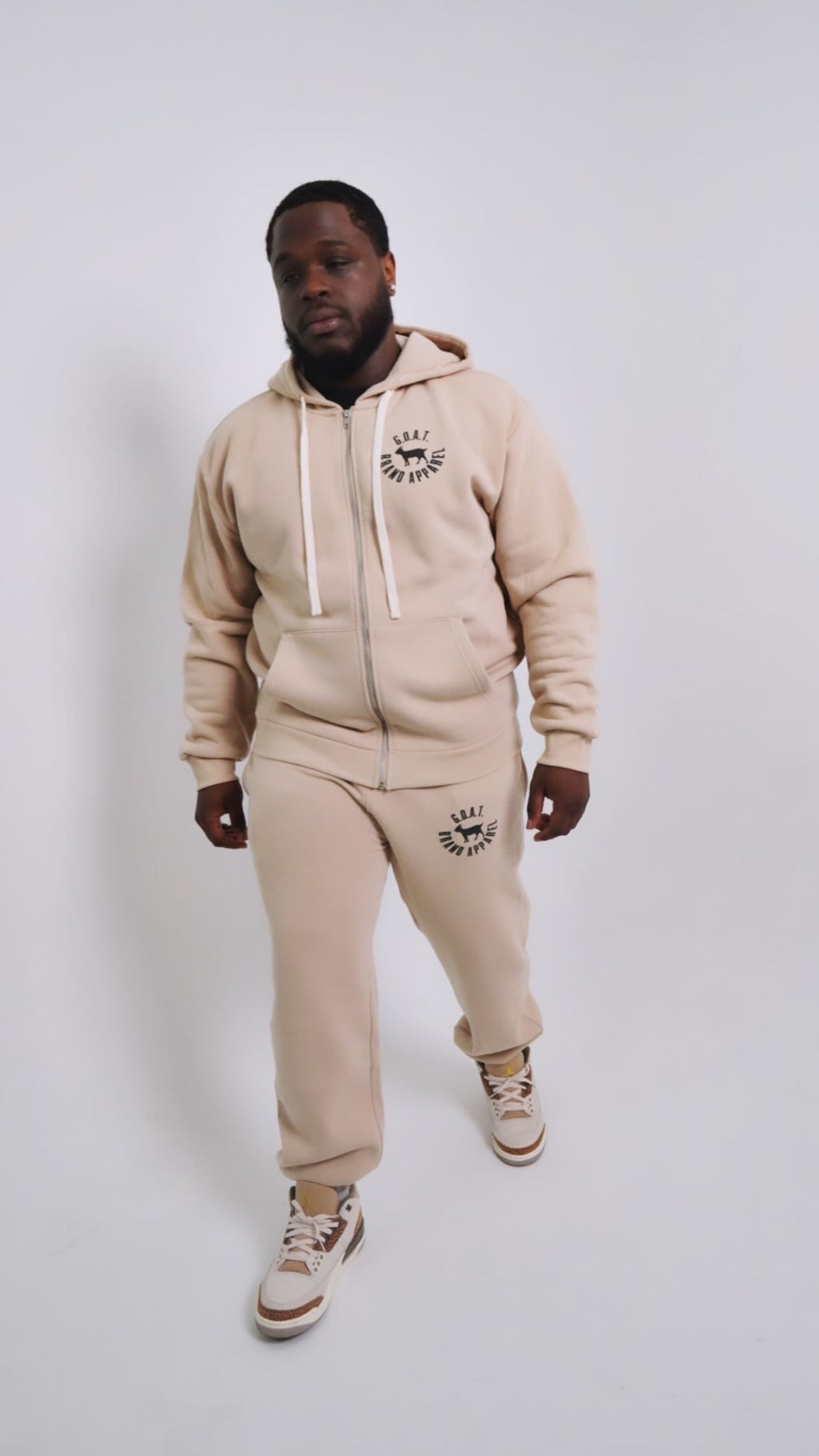 Being Great On Purpose Zip Up Hoodie (Tan/Black)