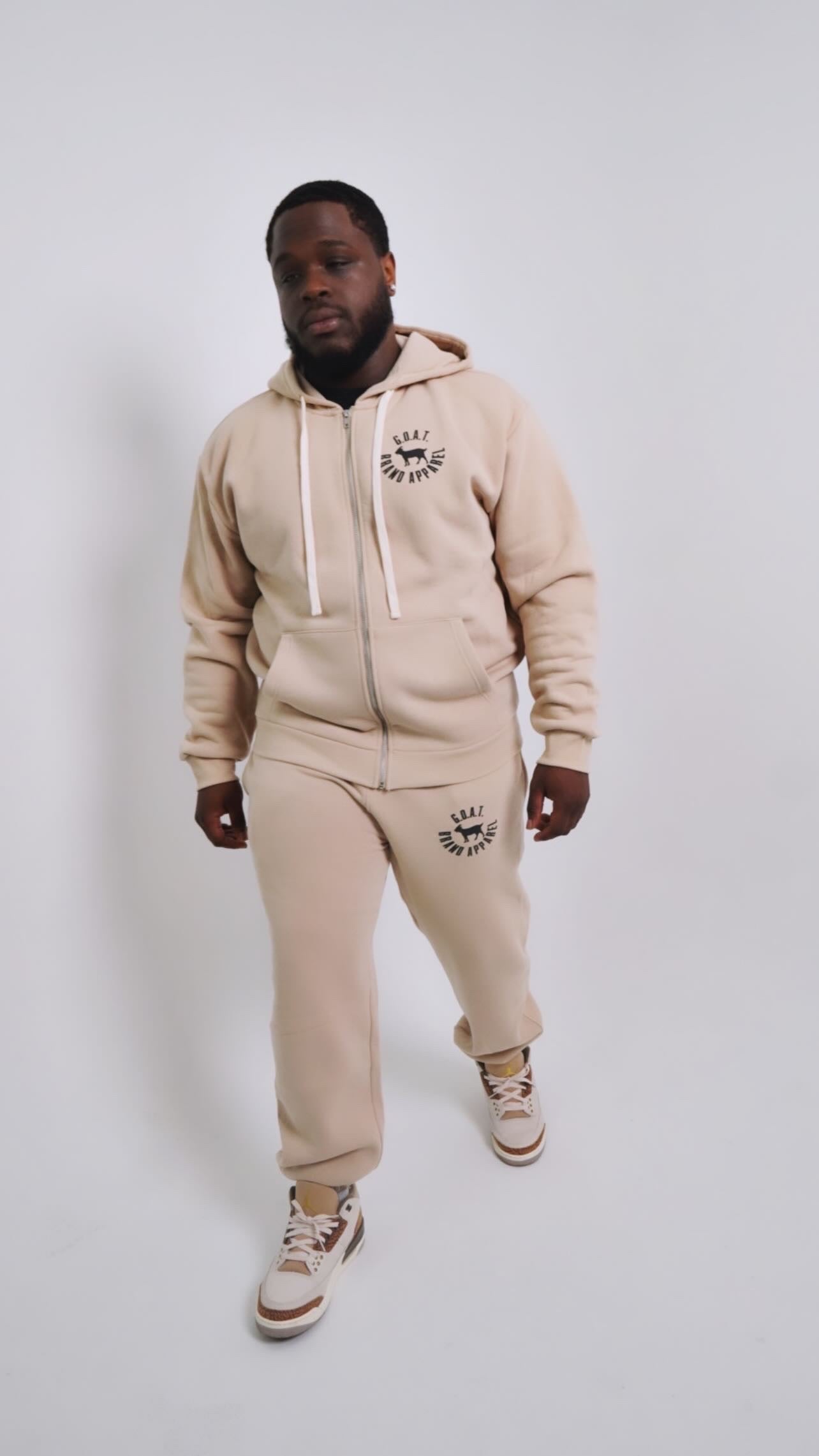 Being Great On Purpose Zip Up Hoodie (Tan/Black)
