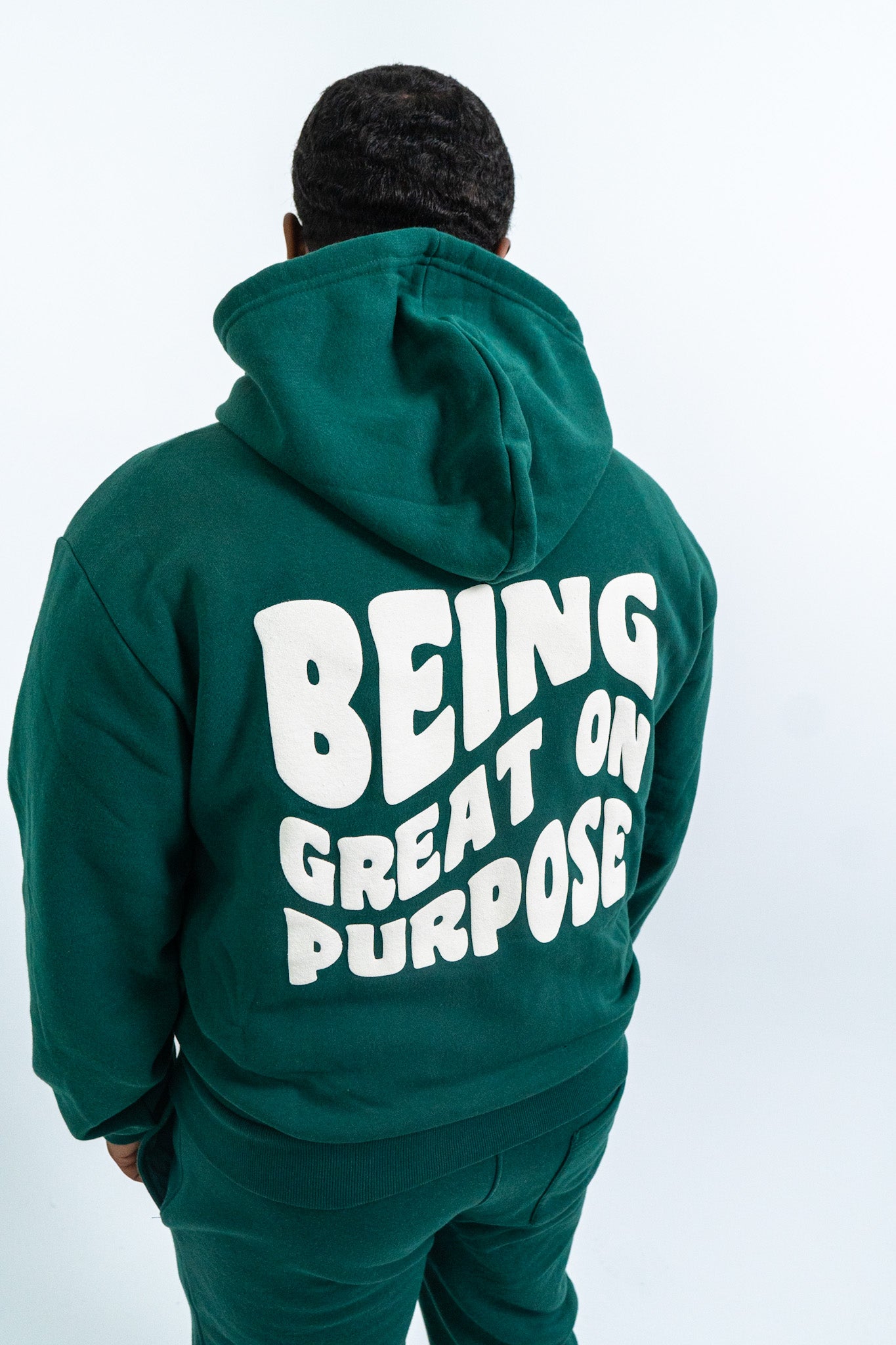 Being Great On Purpose Zip Up Hoodie (Green/White)
