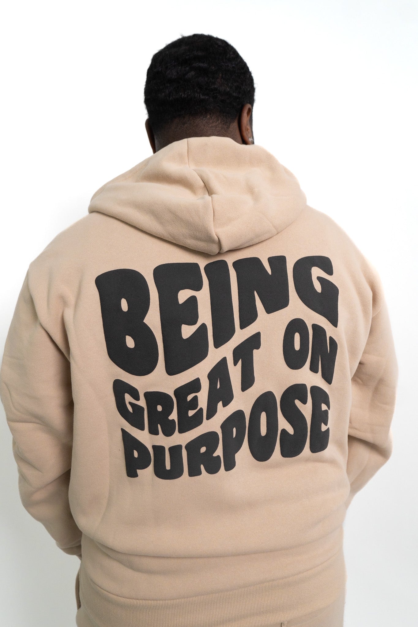 Being Great On Purpose Zip Up Hoodie (Tan/Black)