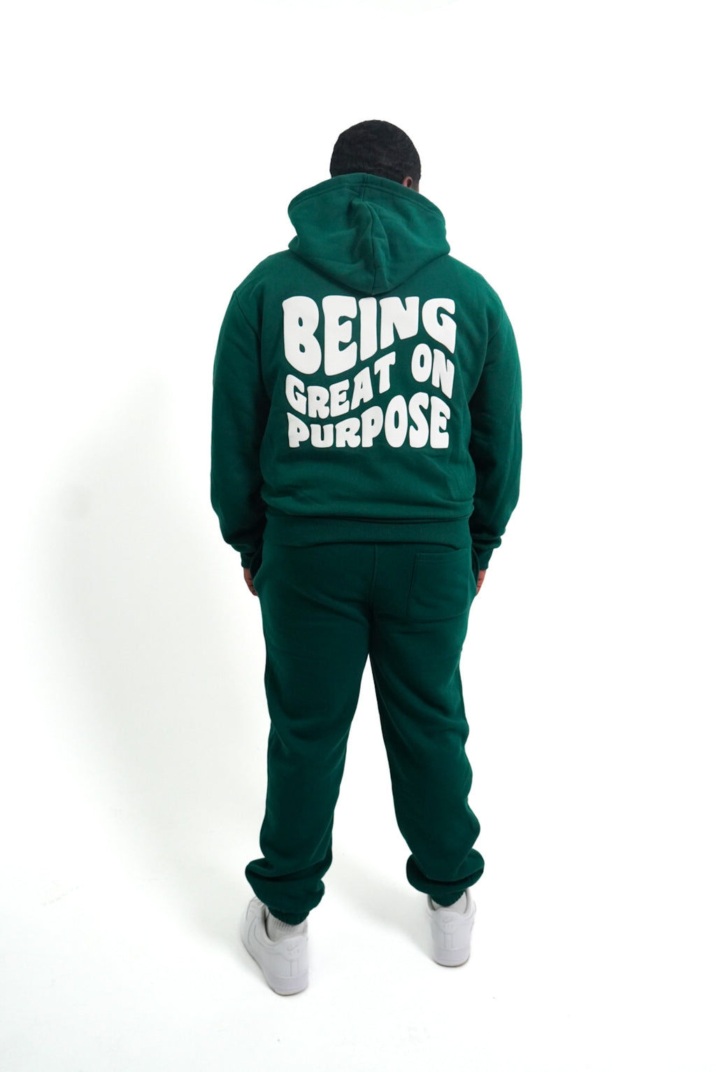 Being Great On Purpose Zip Up Hoodie (Green/White)