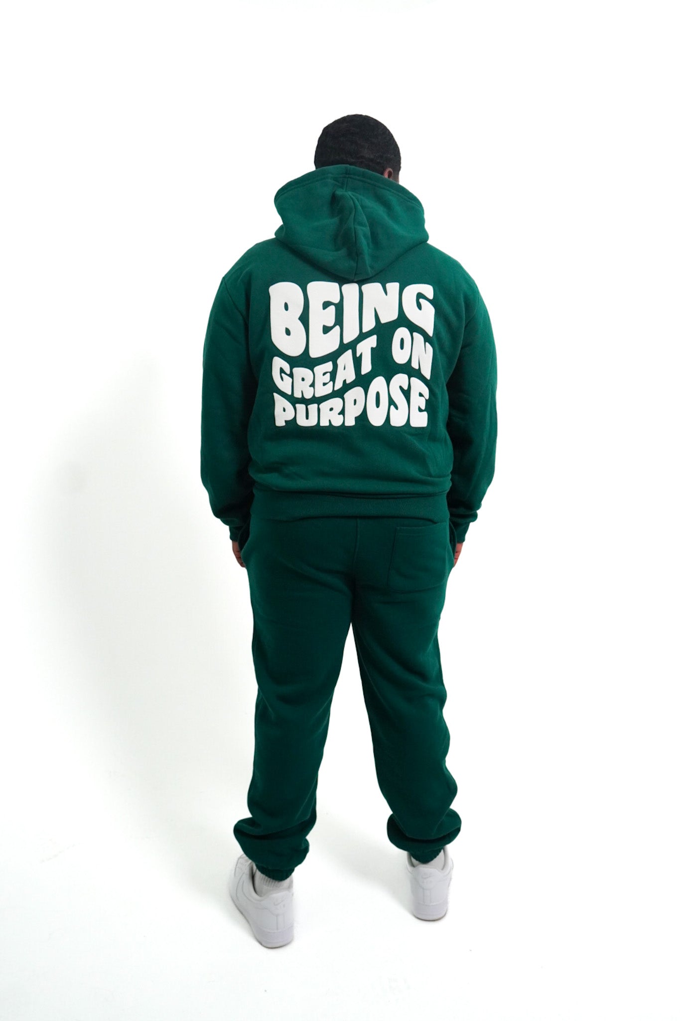 Being Great On Purpose Zip Up Hoodie (Green/White)