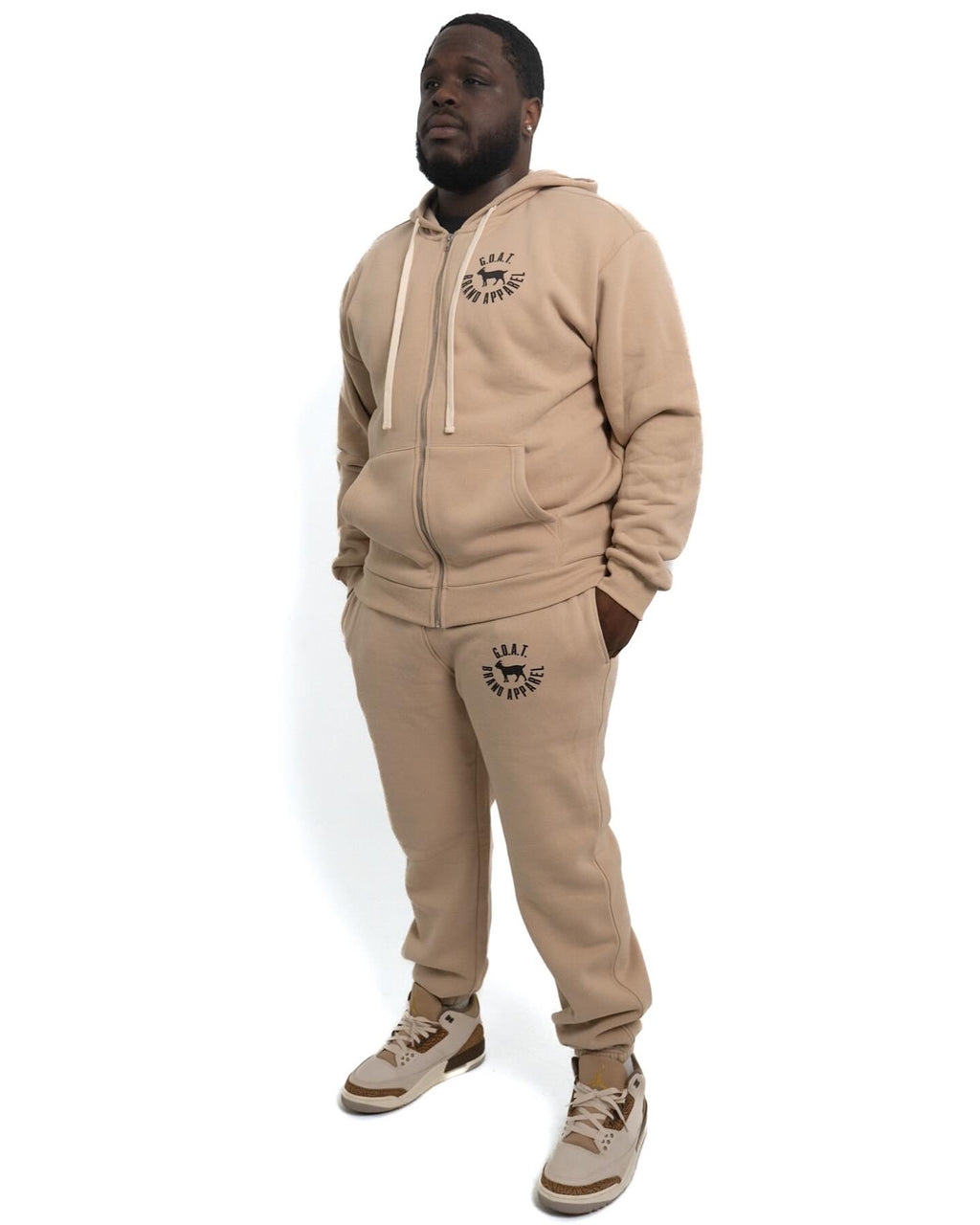 Being Great On Purpose Zip Up Hoodie (Tan/Black)